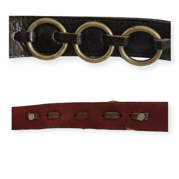 Kim White Brown Leather Belt  with Brass Rings,‎ Size 40 - Picture 14 of 16